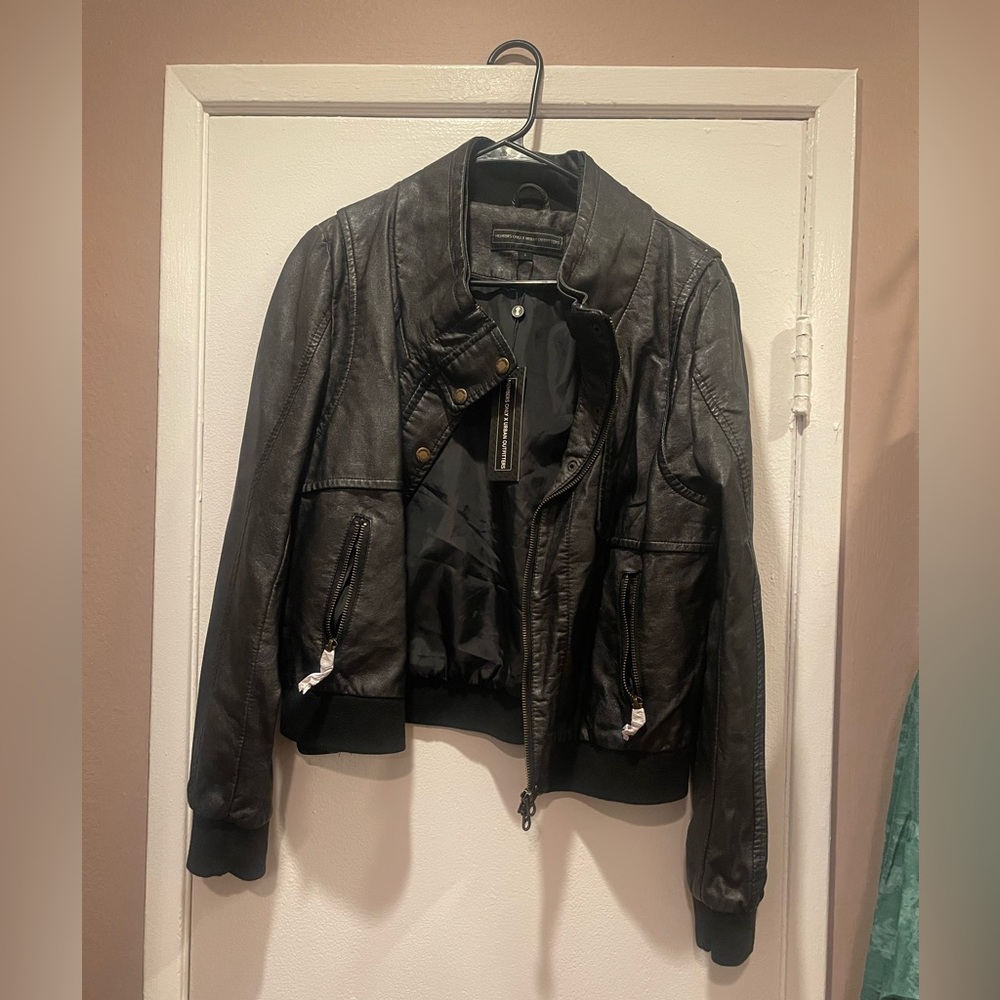 Black  vegan Leather Jacket by Members Only/urbanoutfitters colab